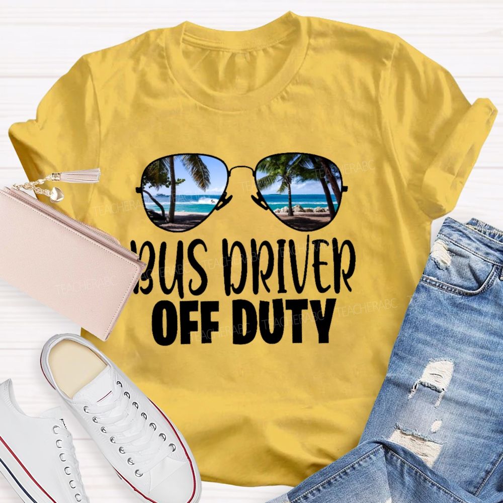 Bus Driver Off Duty Sunglasses Pattern Teacher T-shirt
