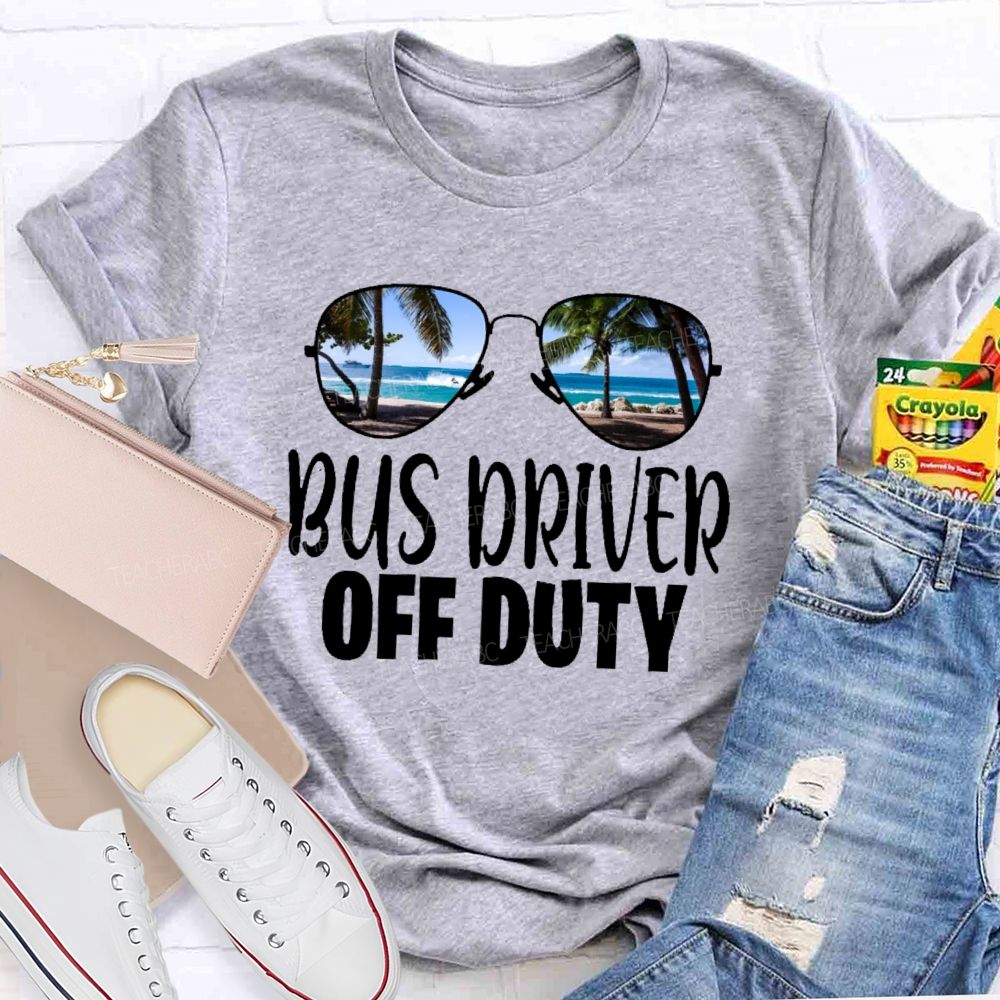 Bus Driver Off Duty Sunglasses Pattern Teacher T-shirt
