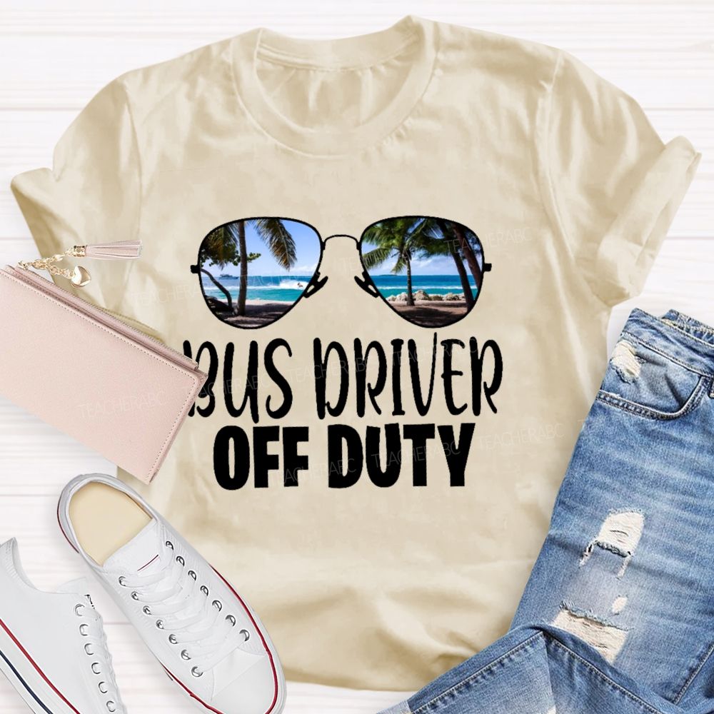 Bus Driver Off Duty Sunglasses Pattern Teacher T-shirt