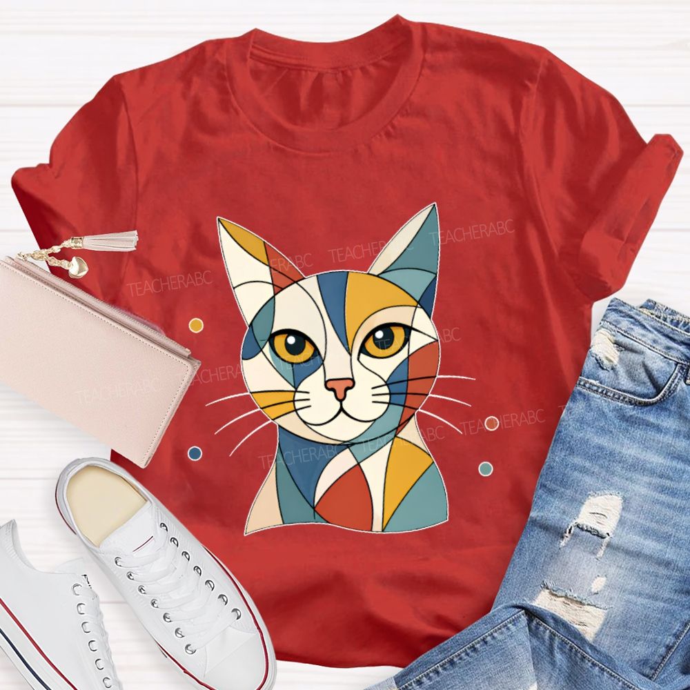 Abstract Cat Art Teacher T-shirt