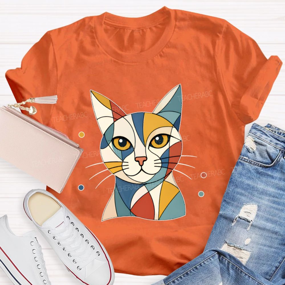 Abstract Cat Art Teacher T-shirt
