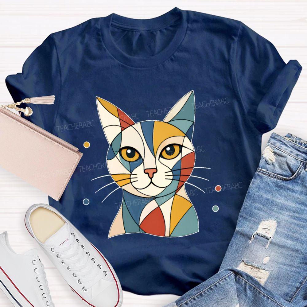 Abstract Cat Art Teacher T-shirt