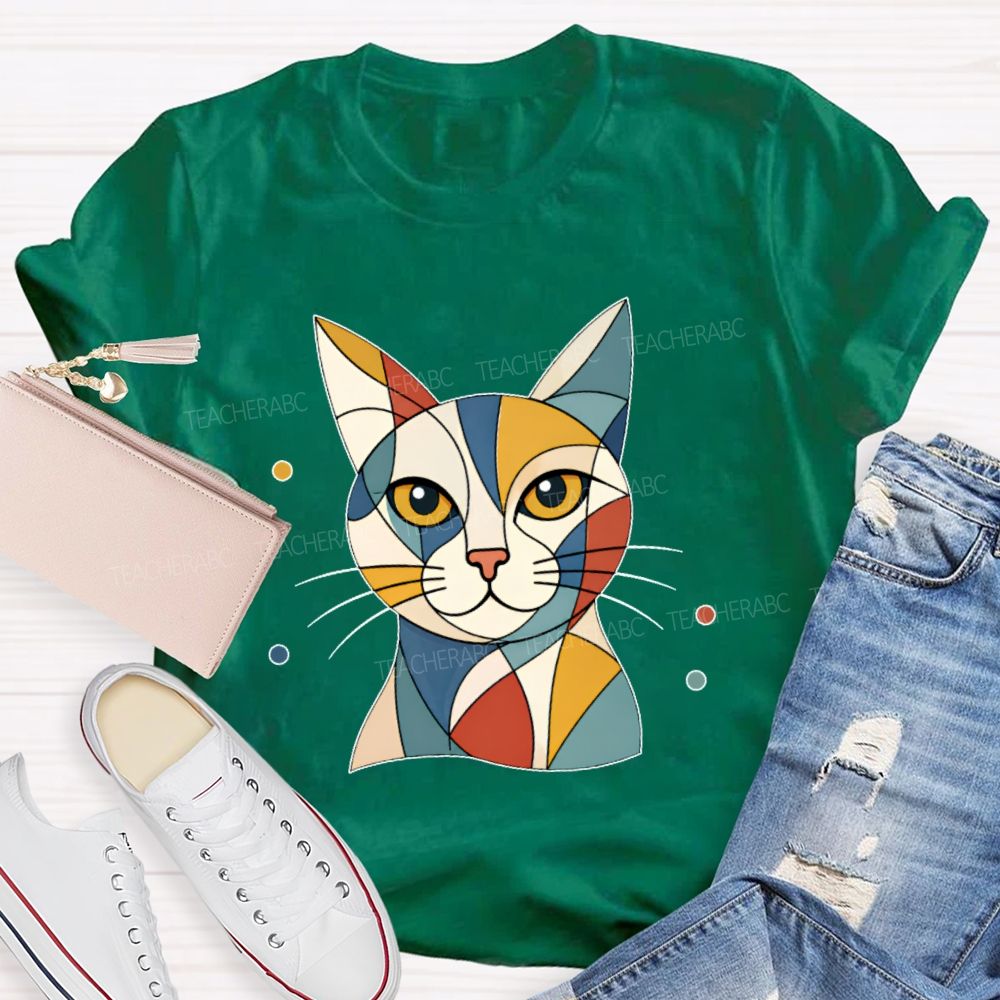 Abstract Cat Art Teacher T-shirt