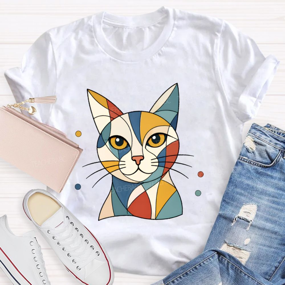 Abstract Cat Art Teacher T-shirt