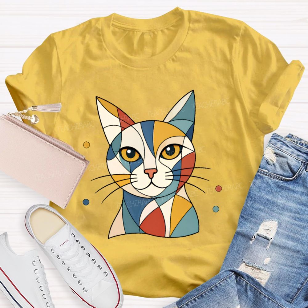 Abstract Cat Art Teacher T-shirt
