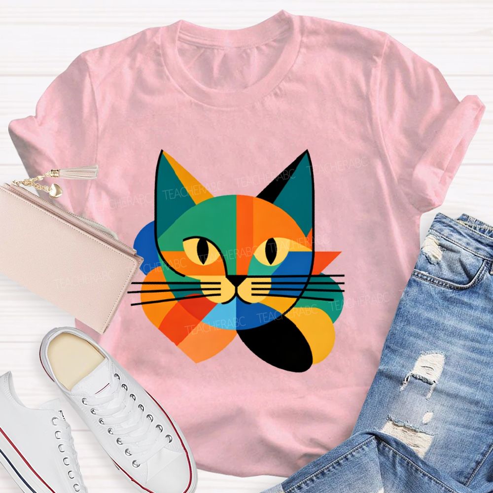 Colorful Cat Pattern Art Teacher T-shirt