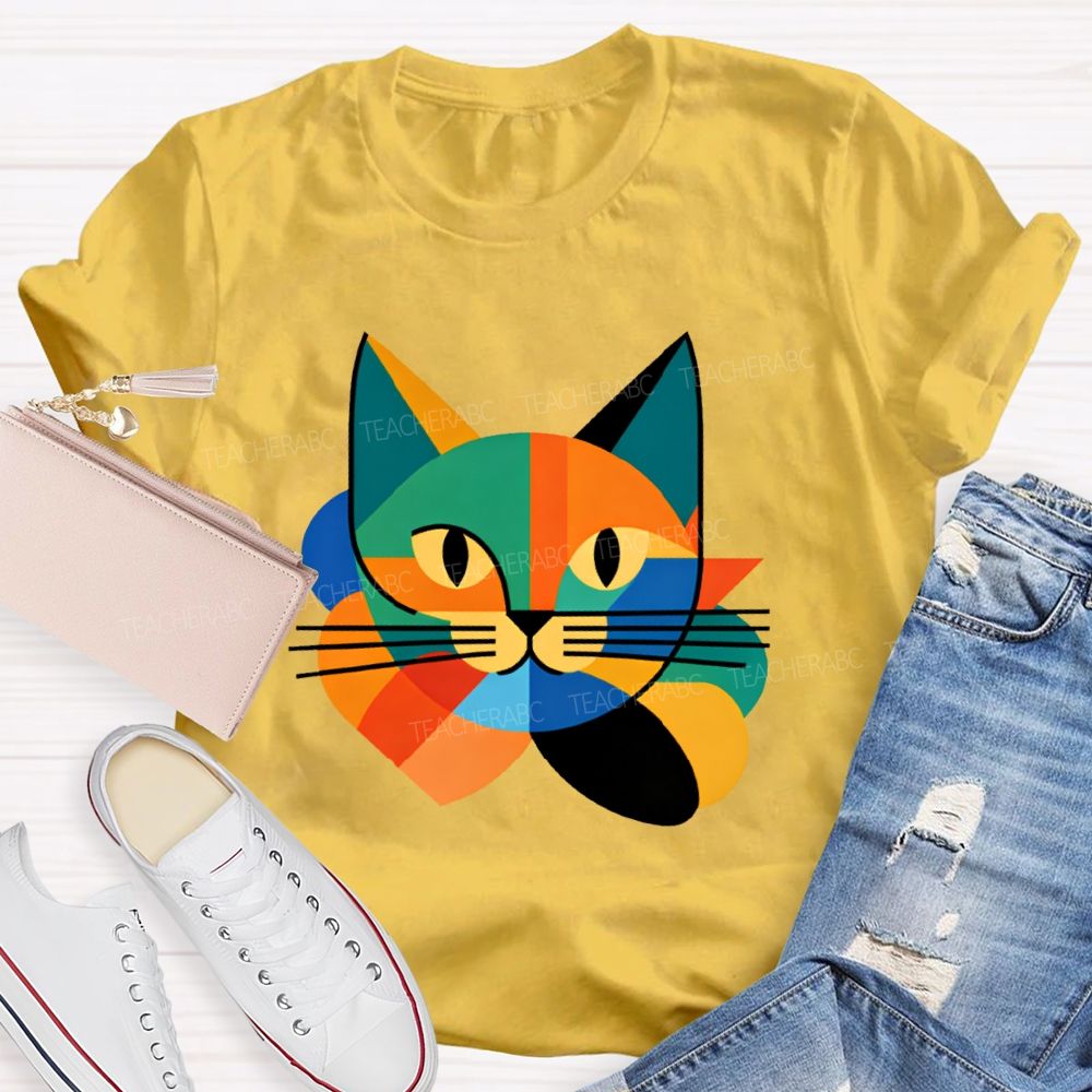 Colorful Cat Pattern Art Teacher T-shirt
