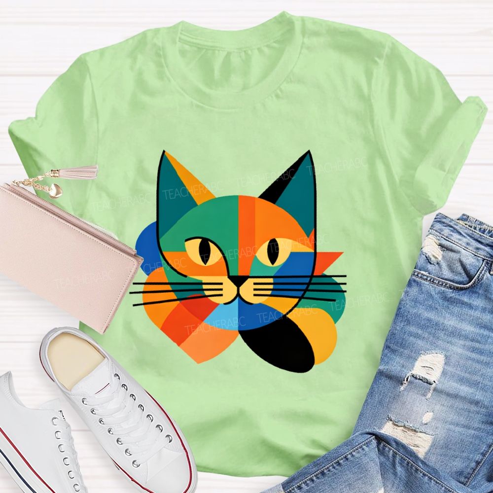 Colorful Cat Pattern Art Teacher T-shirt