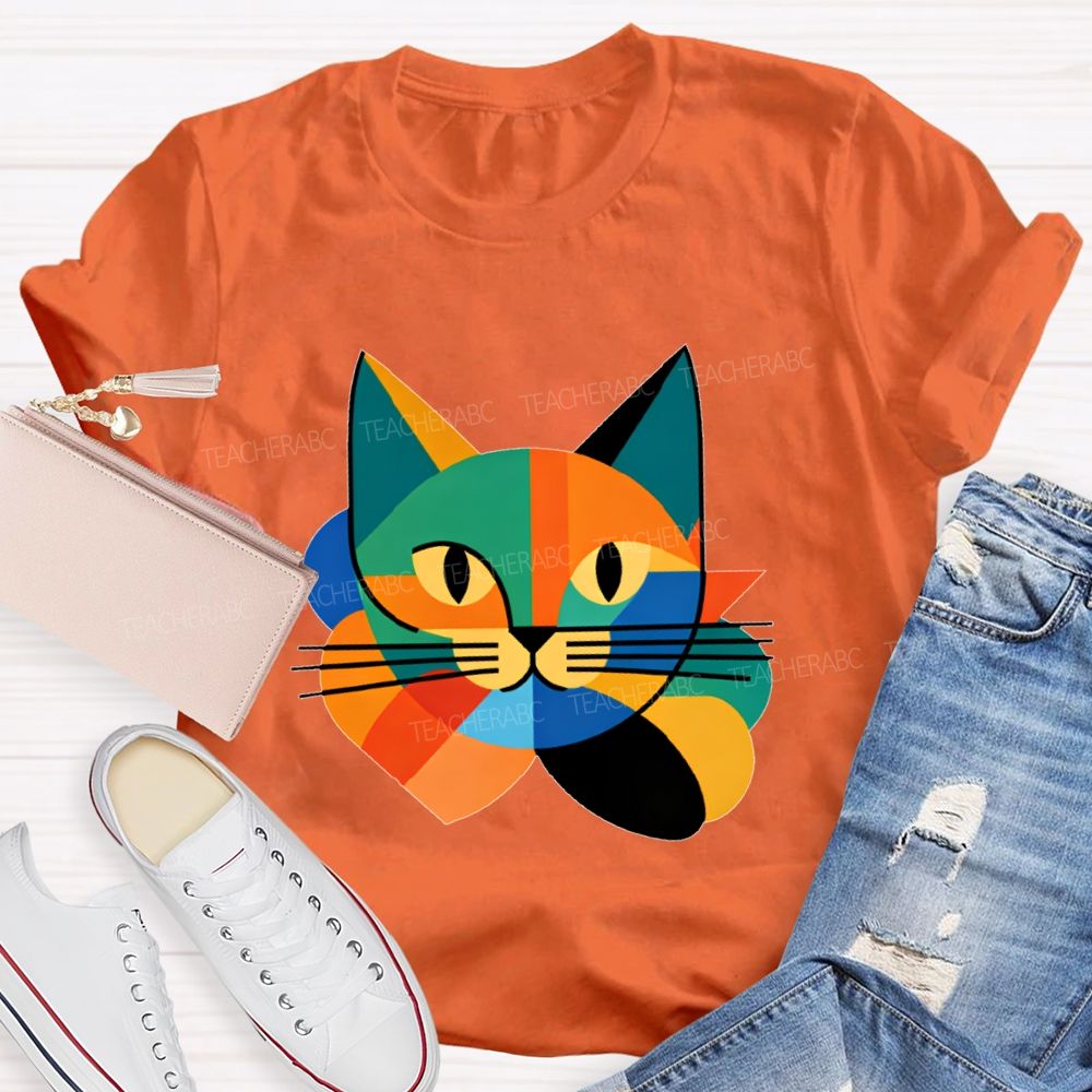 Colorful Cat Pattern Art Teacher T-shirt