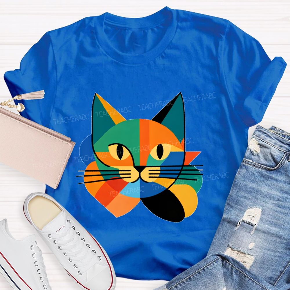 Colorful Cat Pattern Art Teacher T-shirt