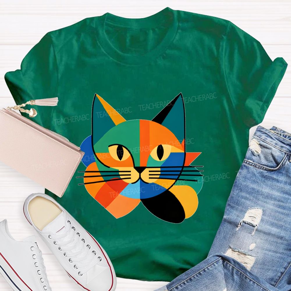 Colorful Cat Pattern Art Teacher T-shirt