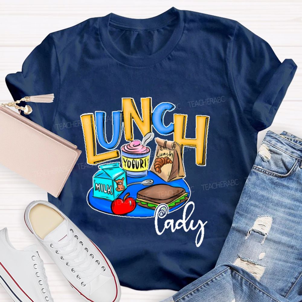 Lunch Lady Milk Graphics Teacher T-shirt