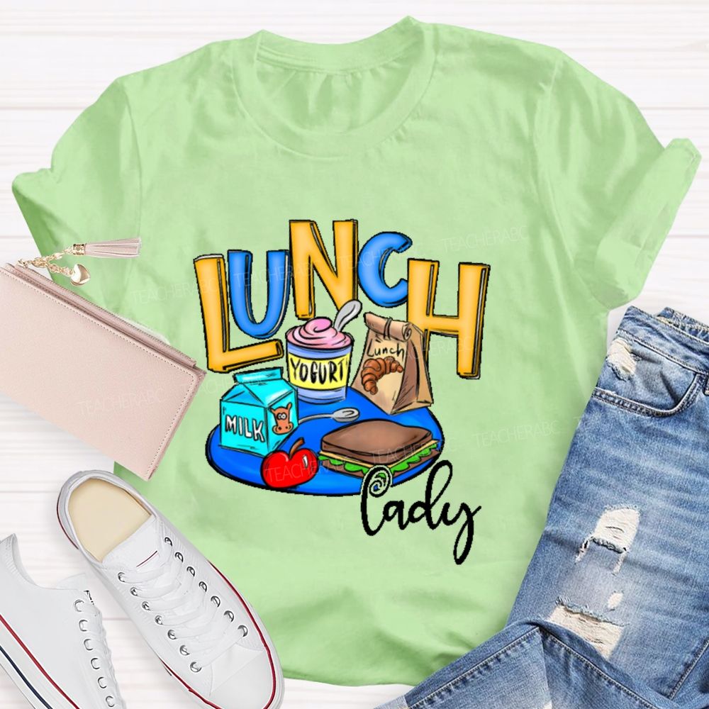 Lunch Lady Milk Graphics Teacher T-shirt