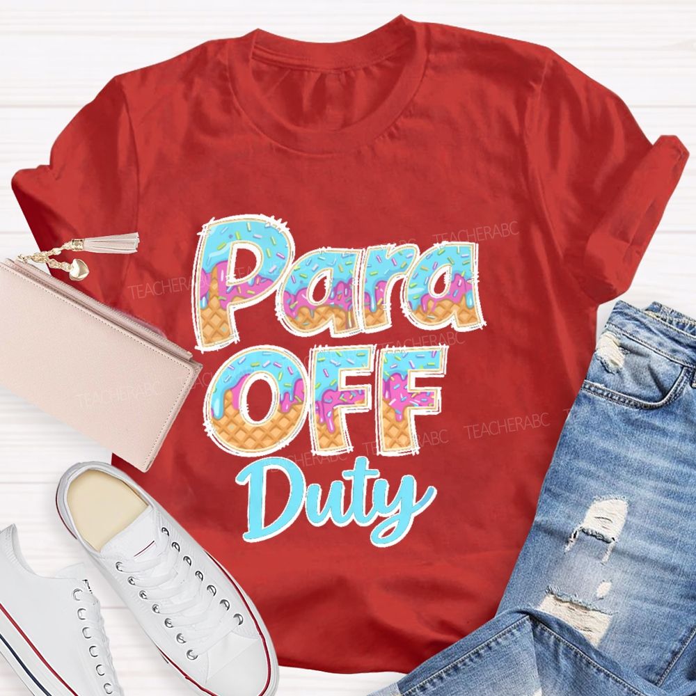 Para Off Duty Pattern Letters Teacher T-shirt