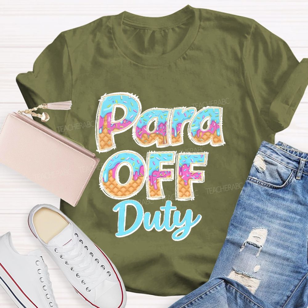 Para Off Duty Pattern Letters Teacher T-shirt