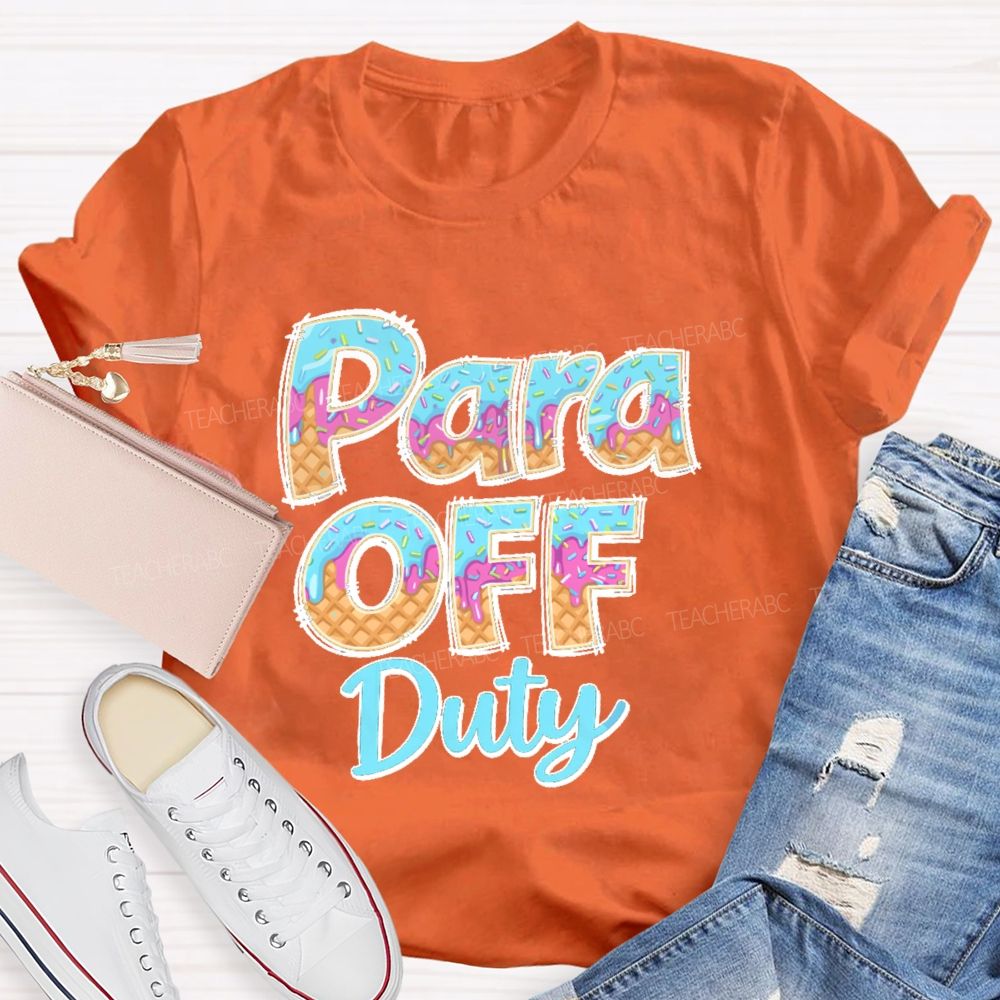 Para Off Duty Pattern Letters Teacher T-shirt