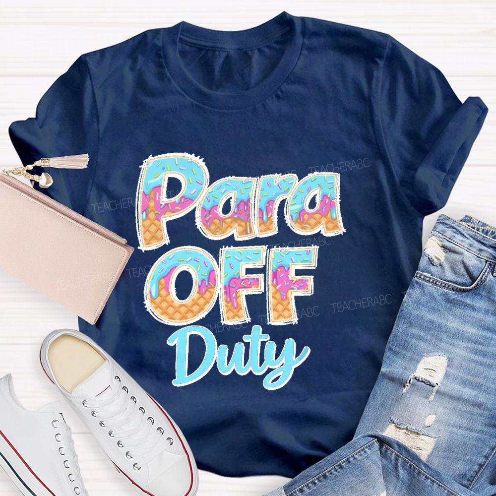 Para Off Duty Pattern Letters Teacher T-shirt