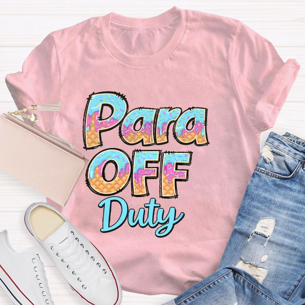 Para Off Duty Pattern Letters Teacher T-shirt