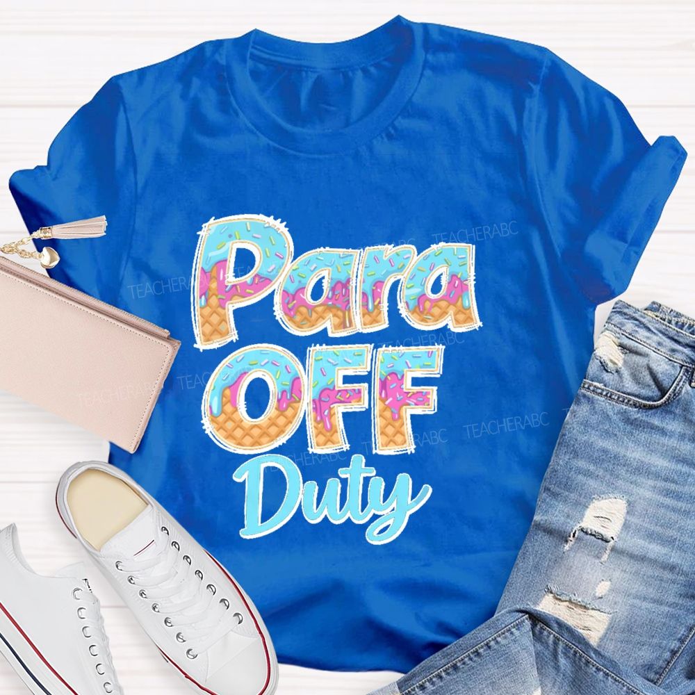 Para Off Duty Pattern Letters Teacher T-shirt