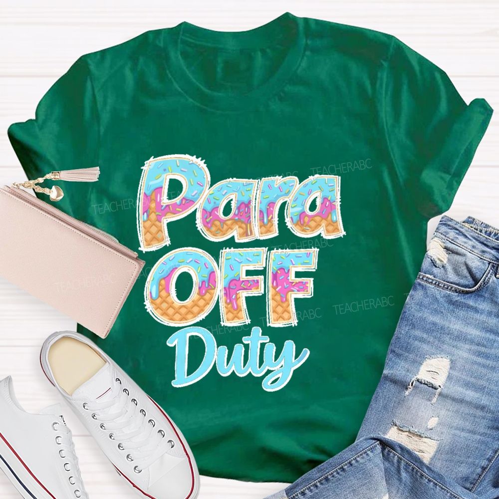 Para Off Duty Pattern Letters Teacher T-shirt
