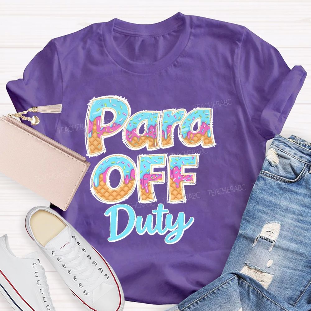Para Off Duty Pattern Letters Teacher T-shirt