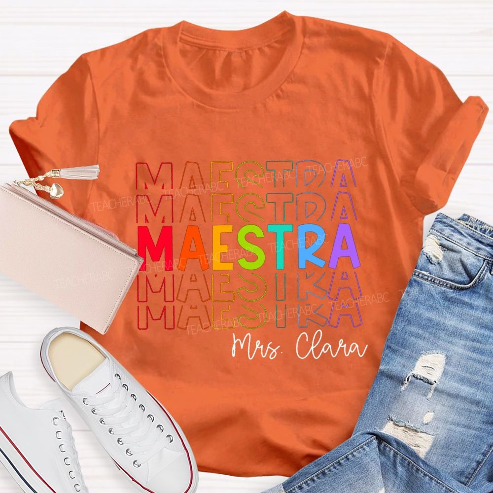 Personalized Colored Words Teacher T-Shirt