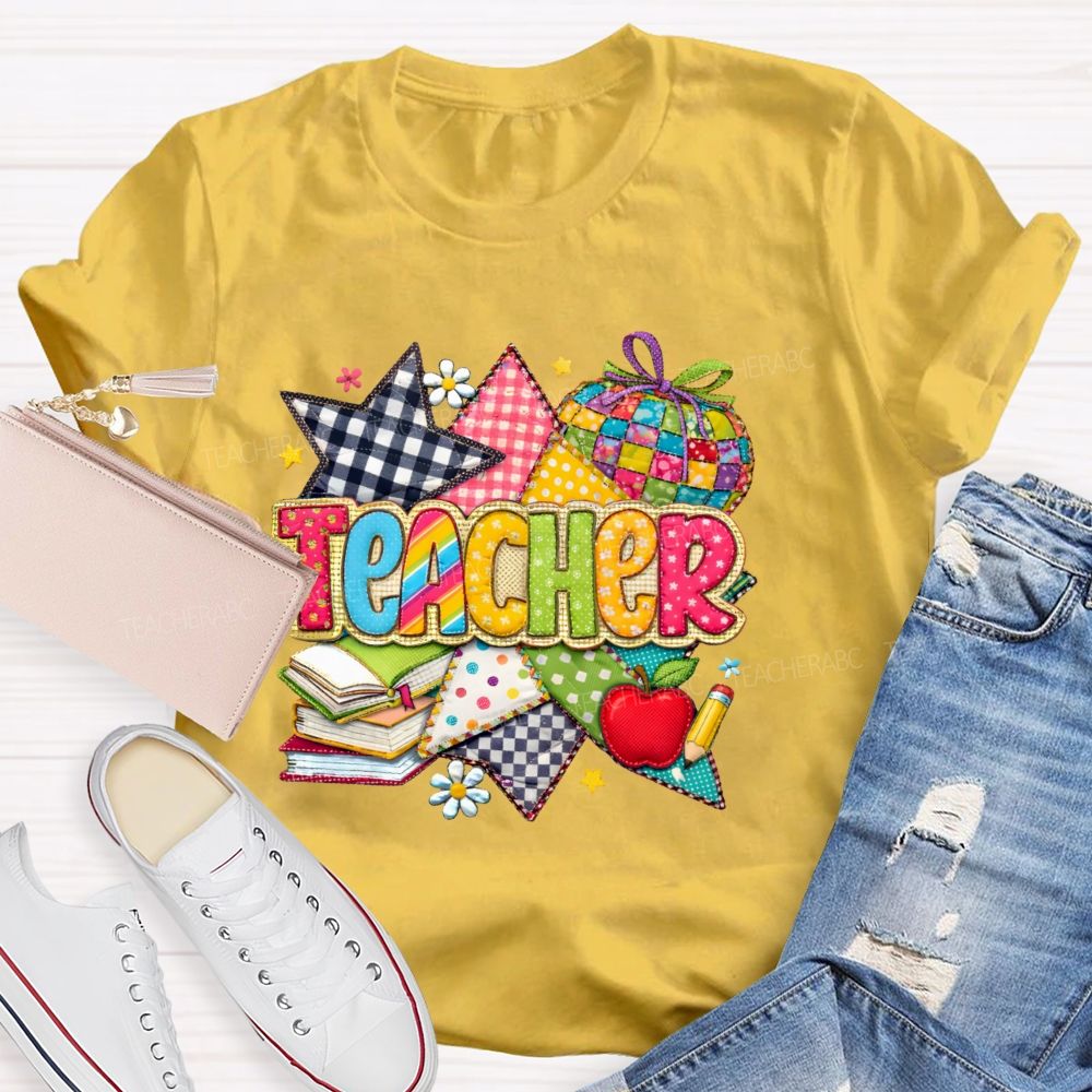 Teacher Star Pattern Apple Teacher T-shirt