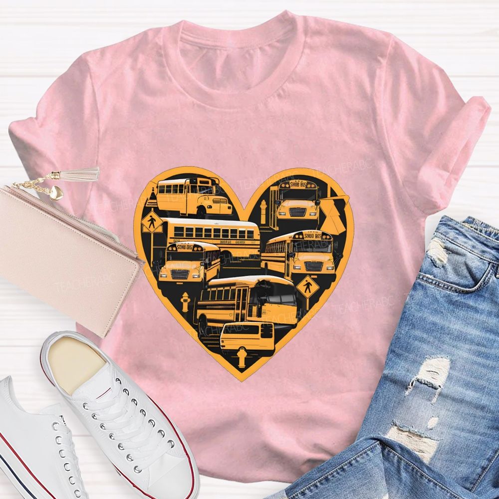 School Bus Driver And Heart T-shirt