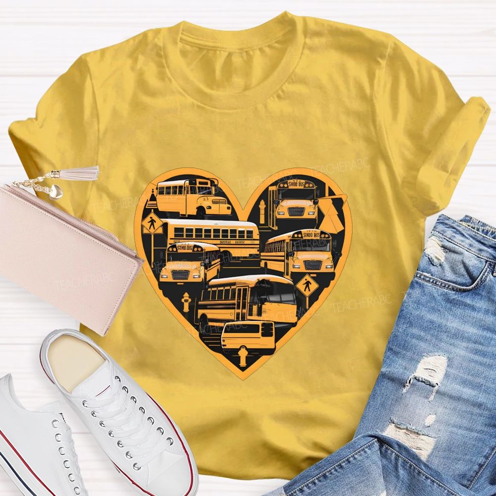 School Bus Driver And Heart T-shirt