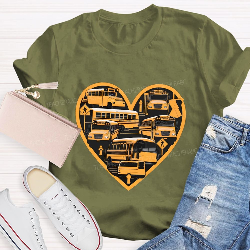 School Bus Driver And Heart T-shirt