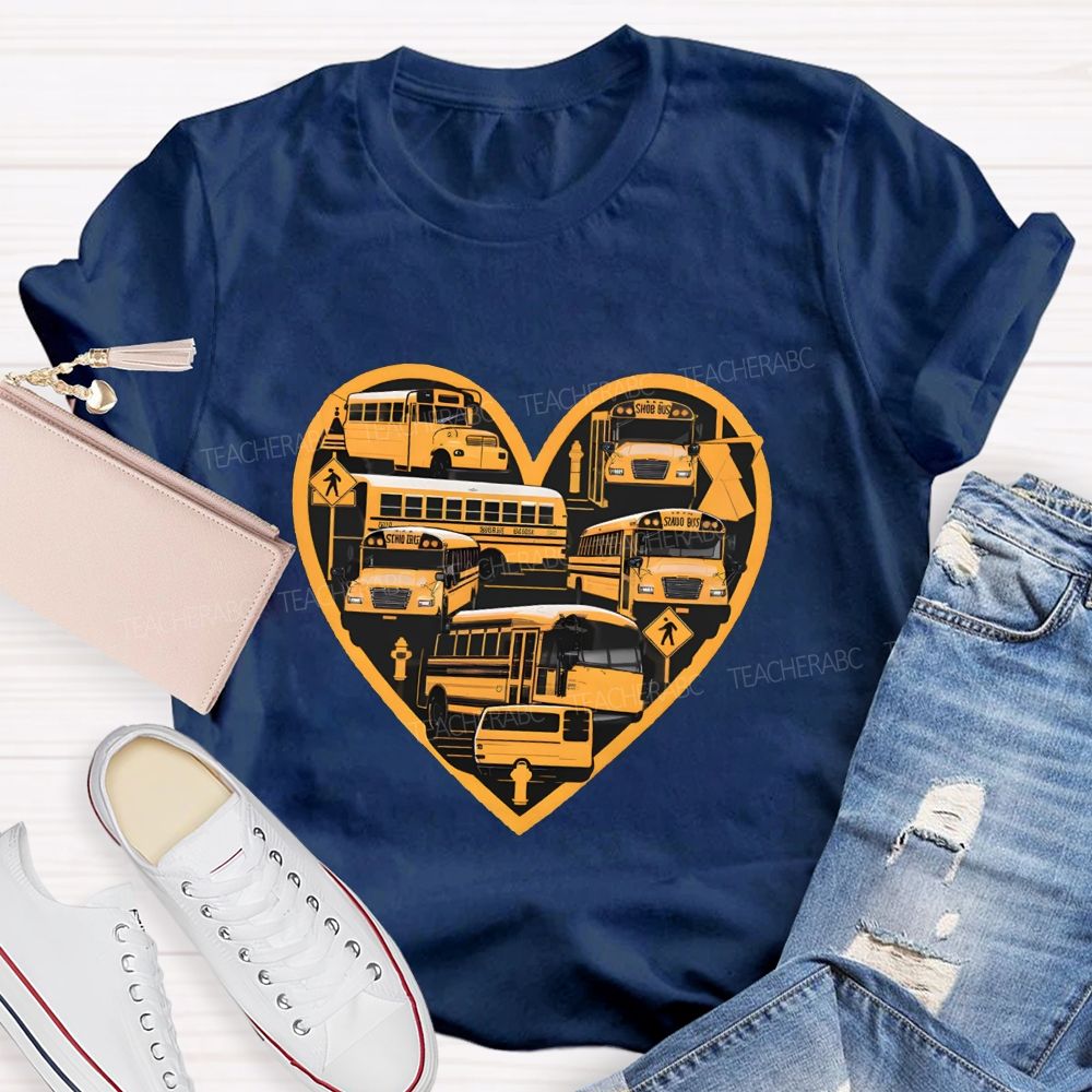 School Bus Driver And Heart T-shirt