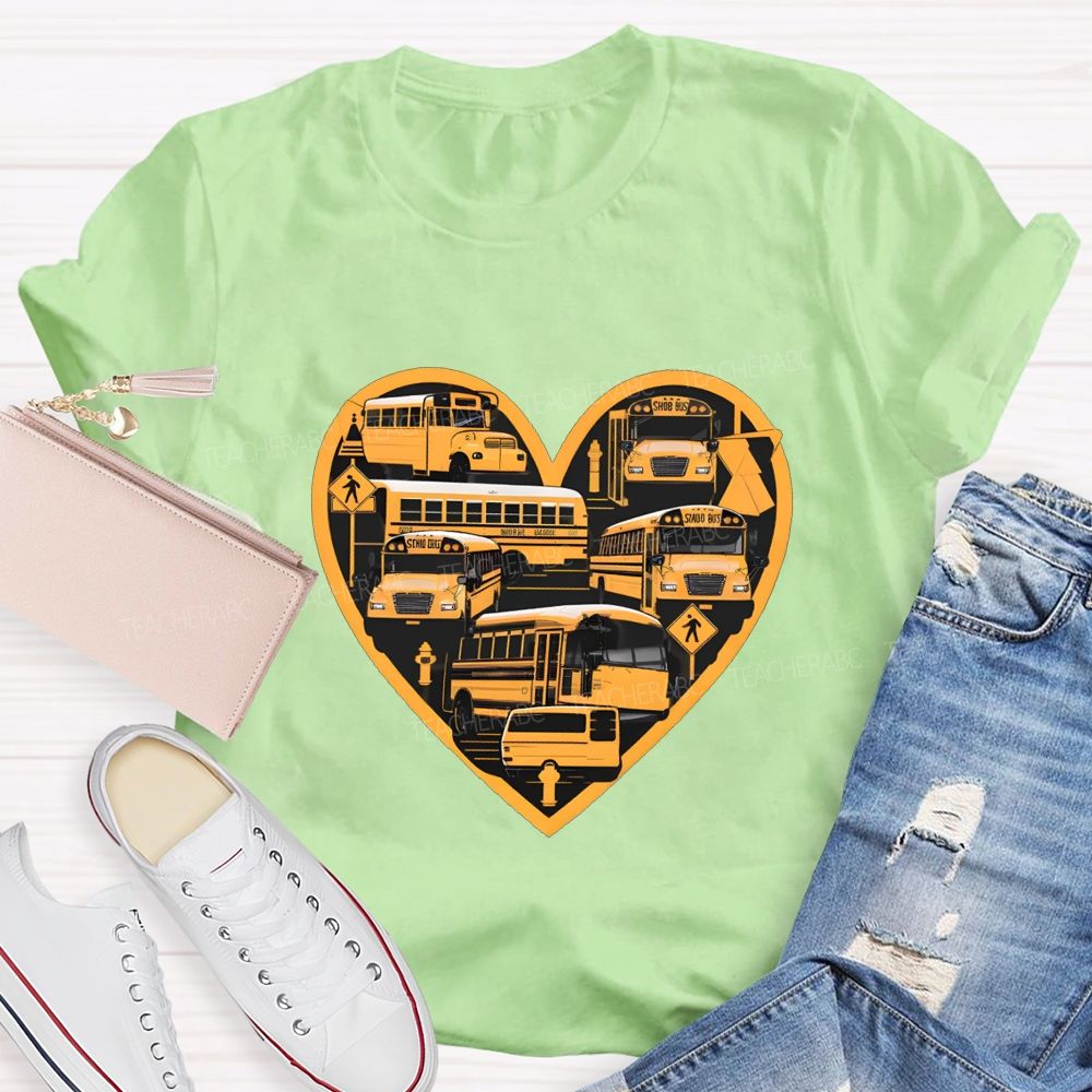 School Bus Driver And Heart T-shirt