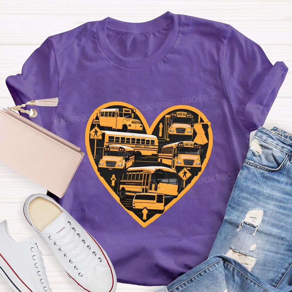 School Bus Driver And Heart T-shirt