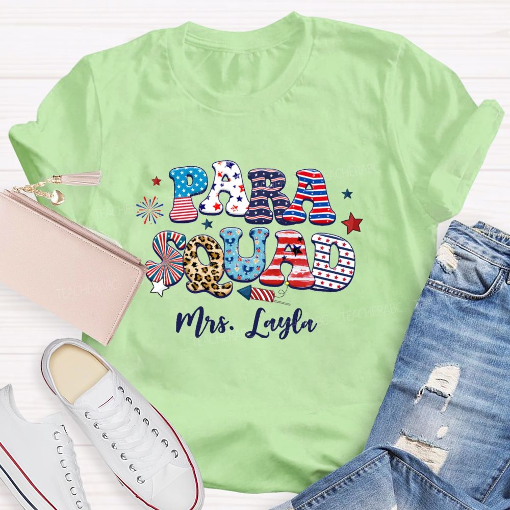 Personalized Name Para Squad Independence Day Teacher T-shirt