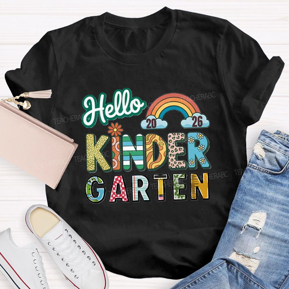 Personalized Grade Hello 2026 Kindergarten Teacher T-shirt