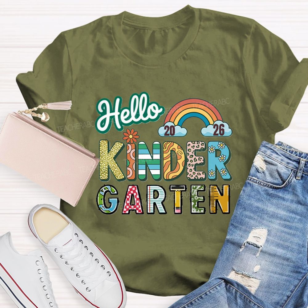 Personalized Grade Hello 2026 Kindergarten Teacher T-shirt