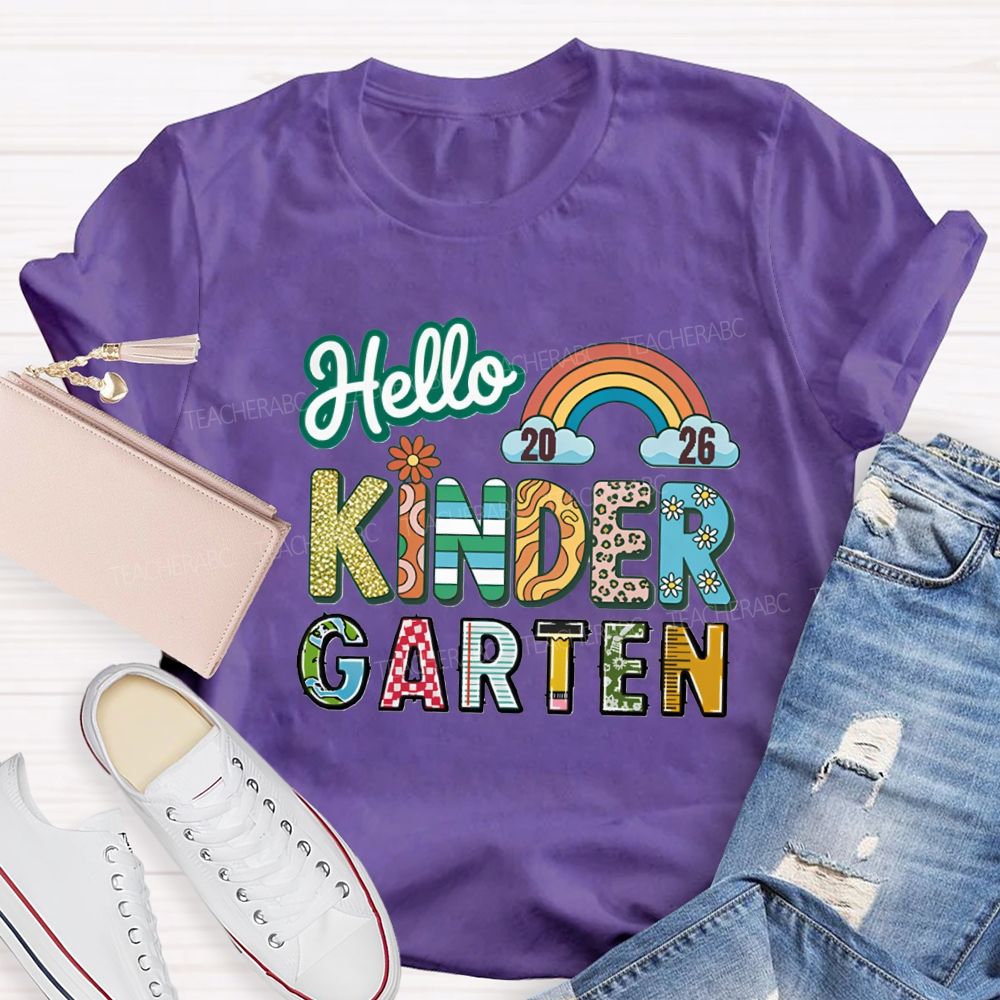 Personalized Grade Hello 2026 Kindergarten Teacher T-shirt