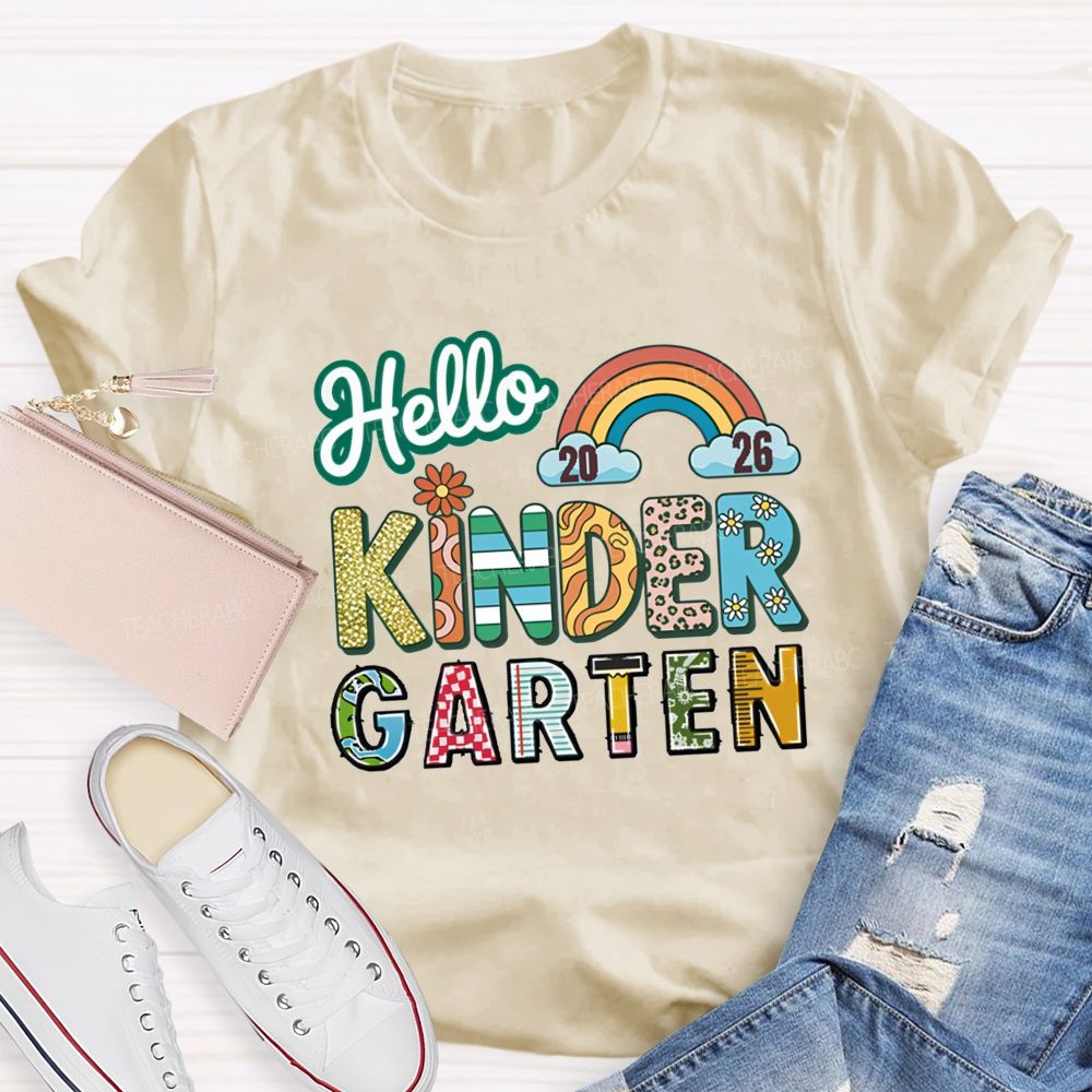Personalized Grade Hello 2026 Kindergarten Teacher T-shirt