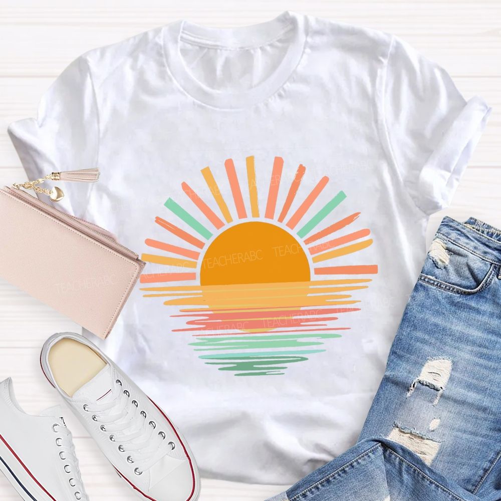 Sunset And Evening Glow Summer Break Teacher T-shirt