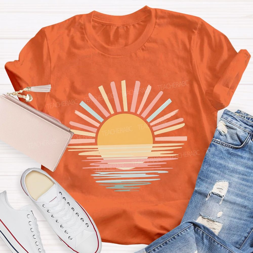 Sunset And Evening Glow Summer Break Teacher T-shirt