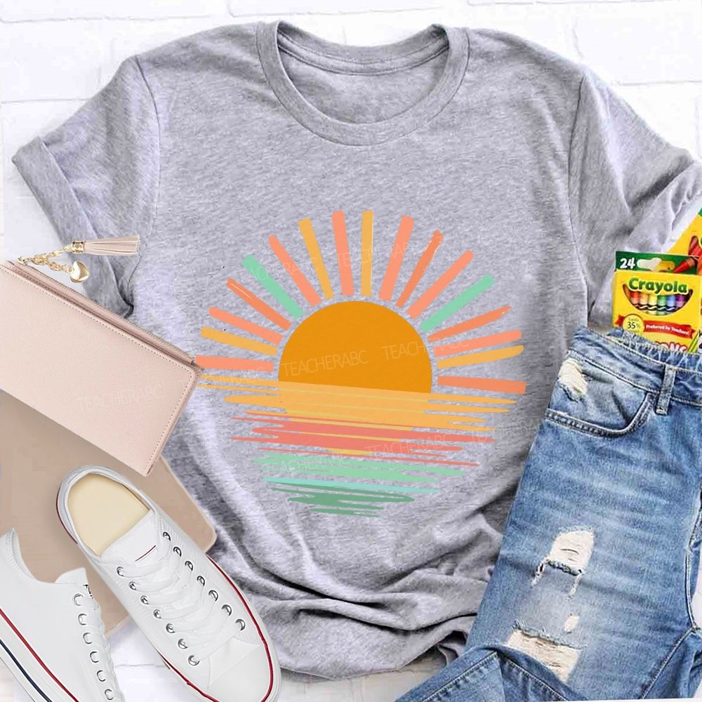 Sunset And Evening Glow Summer Break Teacher T-shirt