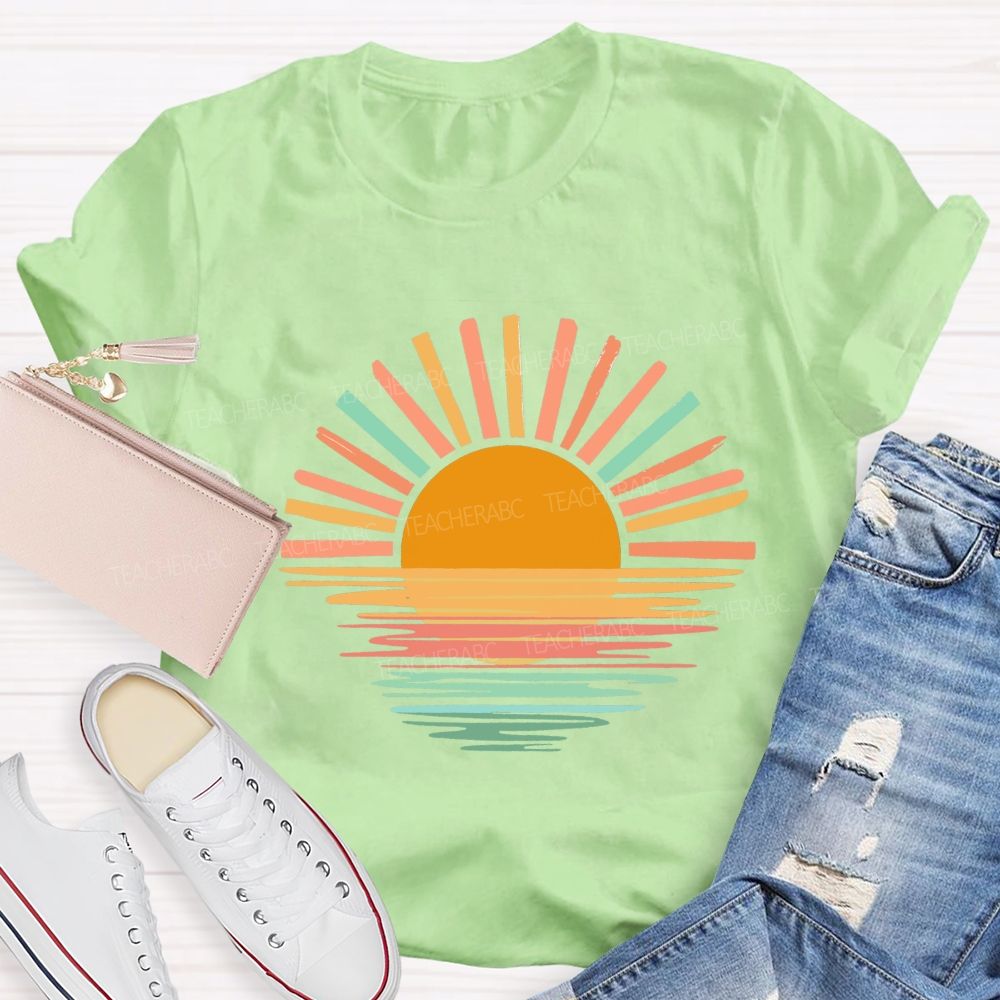Sunset And Evening Glow Summer Break Teacher T-shirt