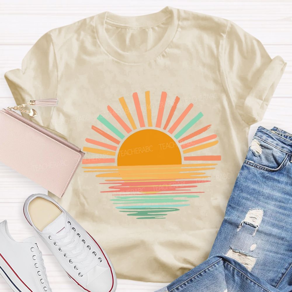 Sunset And Evening Glow Summer Break Teacher T-shirt