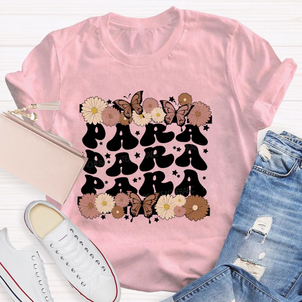 Para Butterfly Letters Teacher T-shirt