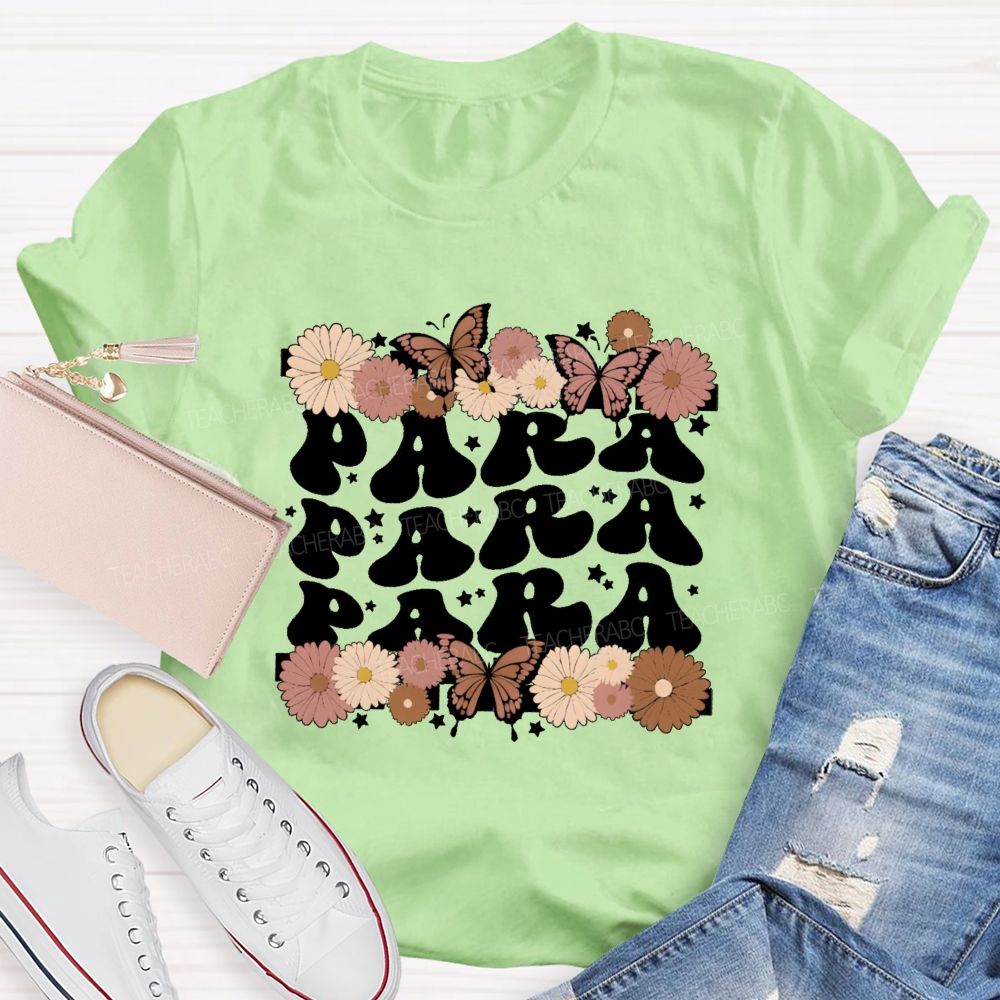 Para Butterfly Letters Teacher T-shirt