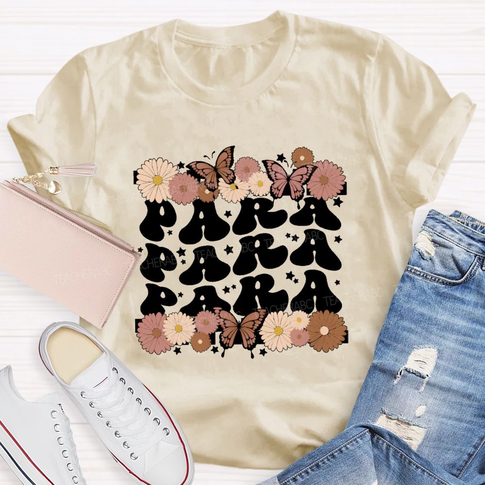 Para Butterfly Letters Teacher T-shirt