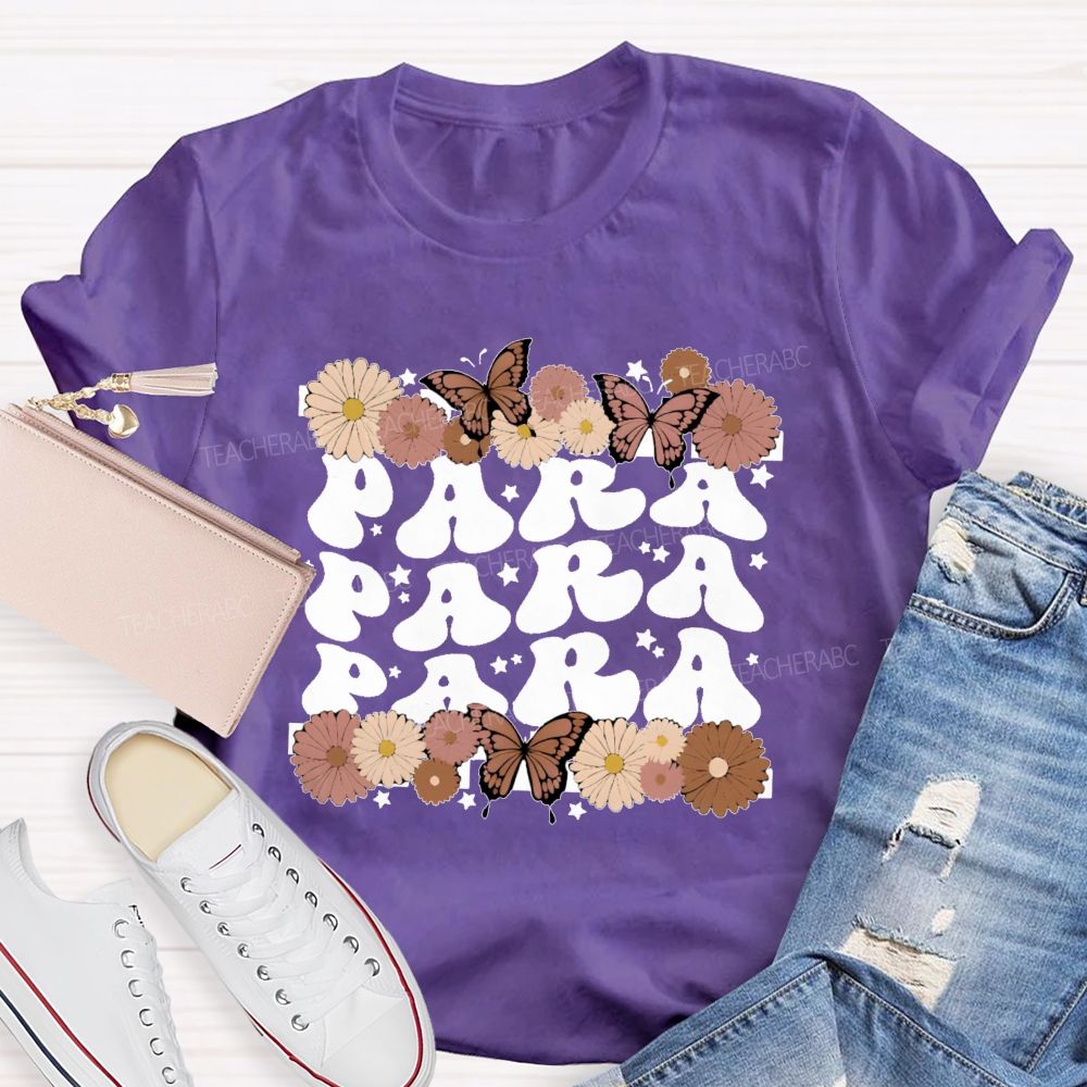 Para Butterfly Letters Teacher T-shirt