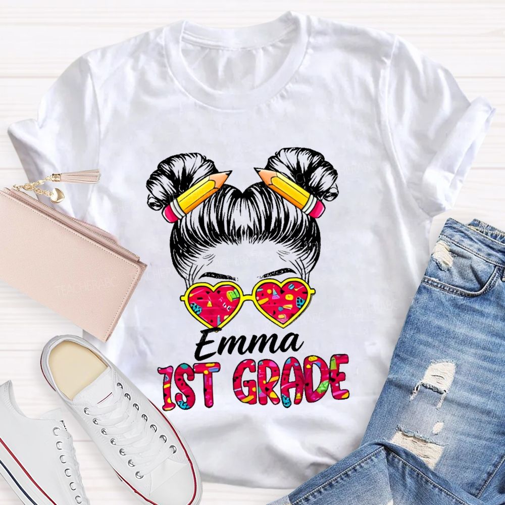 Personalized Name And Grade Hello 1st Grade Teacher T-shirt
