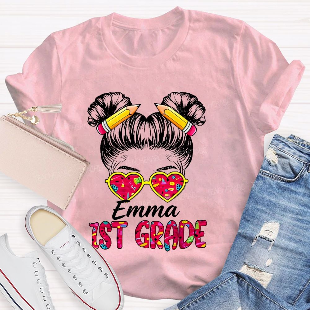 Personalized Name And Grade Hello 1st Grade Teacher T-shirt