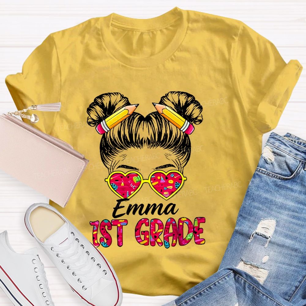 Personalized Name And Grade Hello 1st Grade Teacher T-shirt